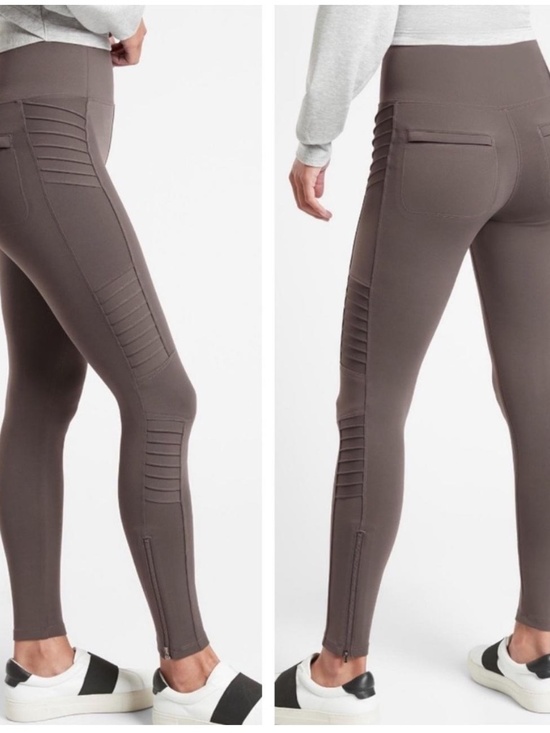 Athleta Pants - Athleta Moto Leggings XS Black High Waisted Zip Ankle Athletic Pants